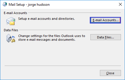 Email account set up in Outlook